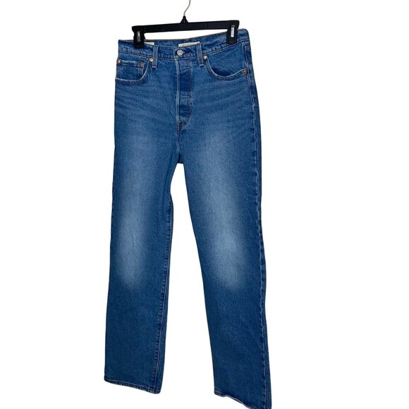 Levis Womens Jeans Size 28 Blue Ribcage Straight Leg Denim Pockets - Picture 12 of 12